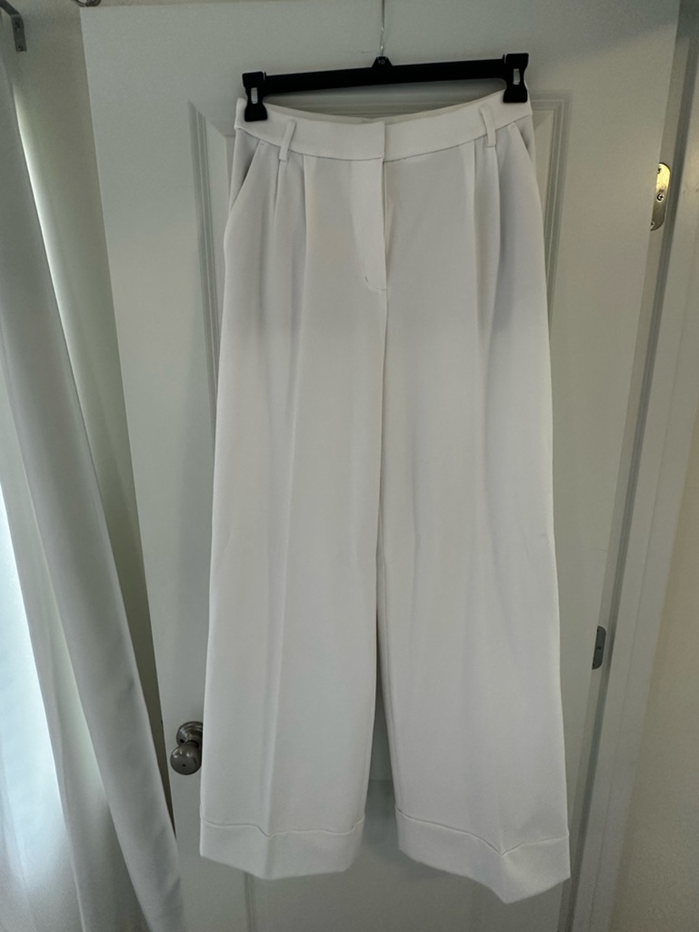 Express White Wide-Leg Pleated Women's Trousers